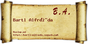 Bartl Alfréda névjegykártya